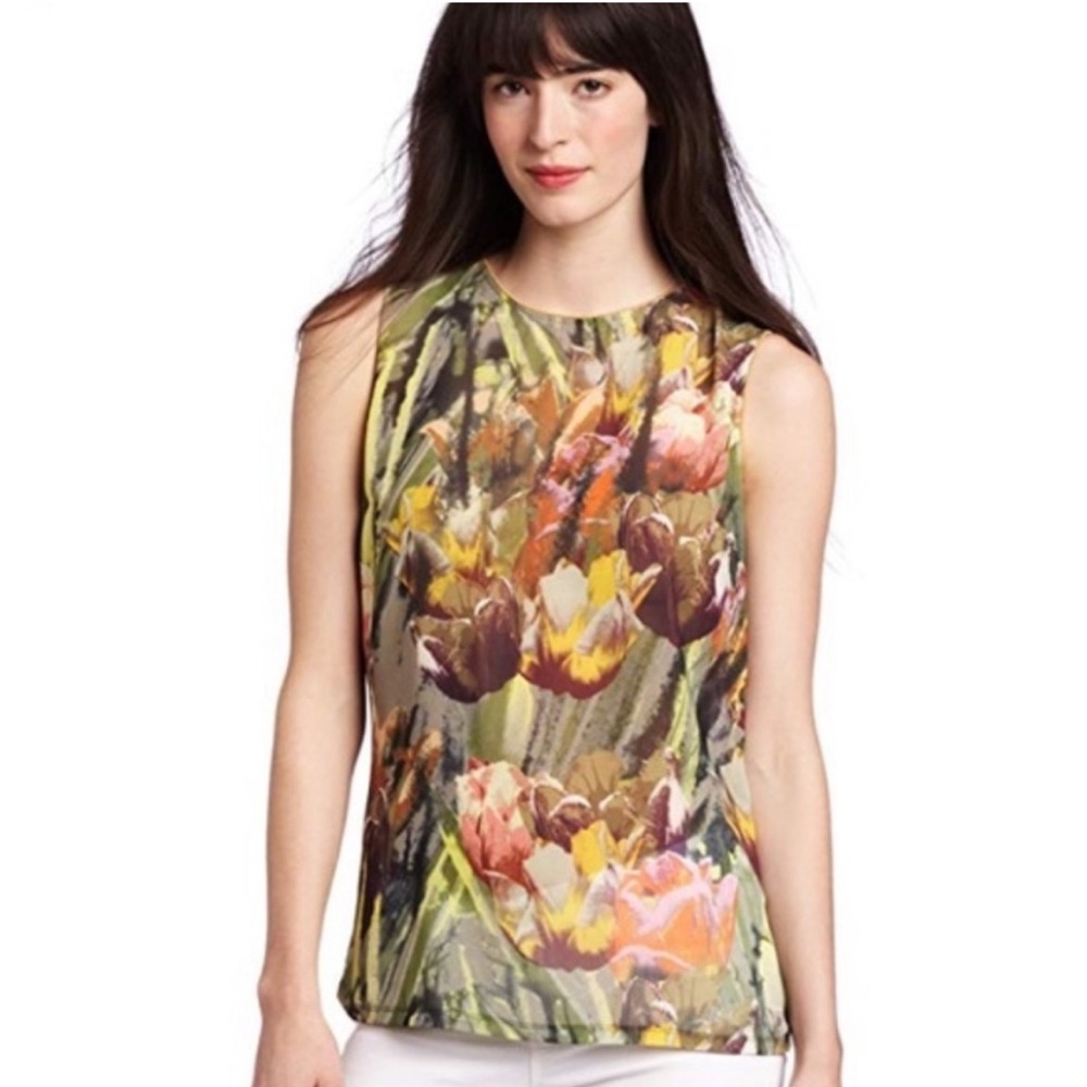 🌹Ted Baker Auror Tulip Print Gathered Back Tank